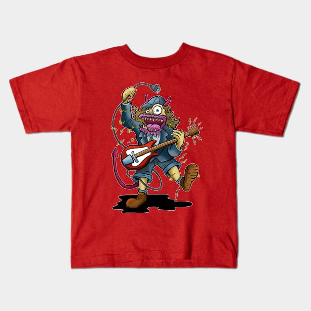 Angus Guitar Monster Kids T-Shirt by rossradiation